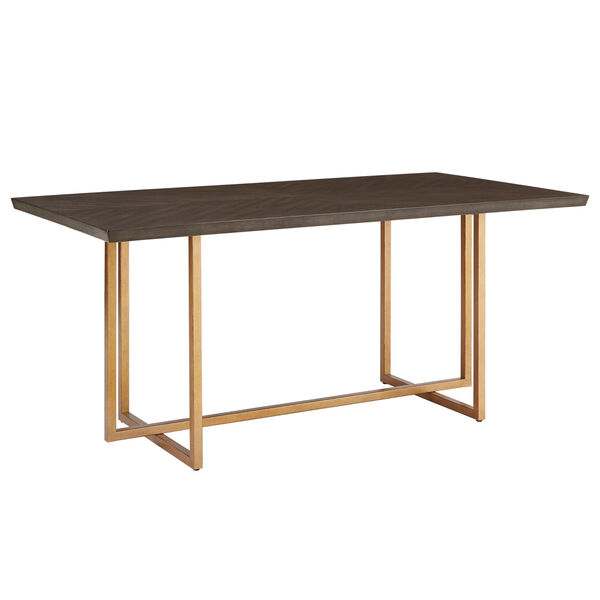 Montgomery Charcoal Brown and Gold Rectangular Dining Table, image 1